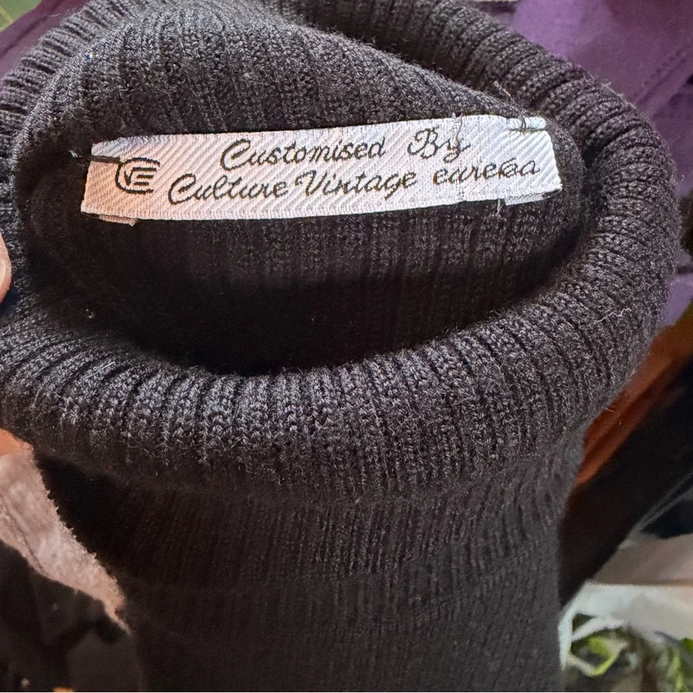 Black Ribbed Turtleneck Sweater - Picture 5 of 6